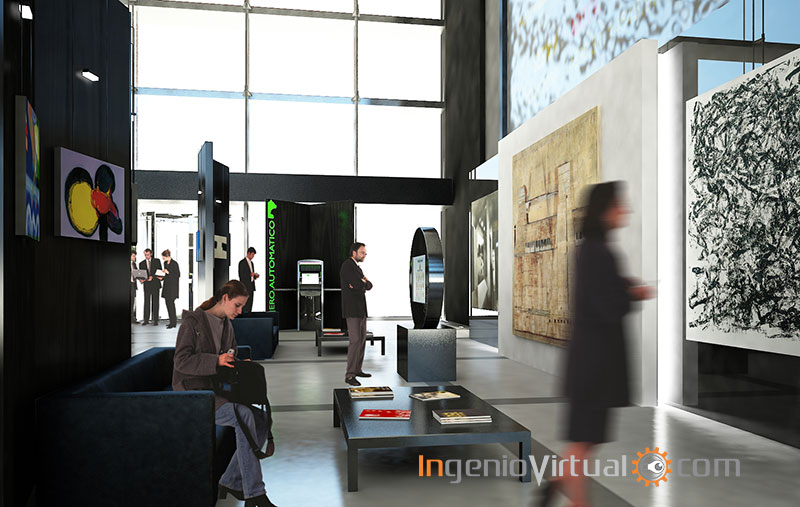 Infografía 3D para proyecto de interiorismo en Lobby - Vista zona recreo