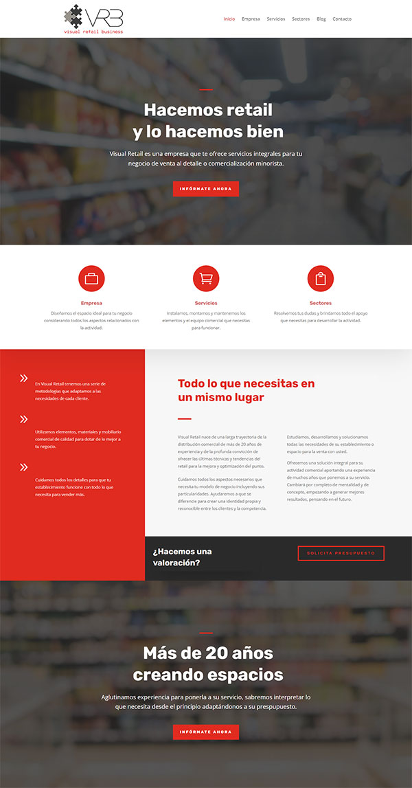 Diseño página web empresa retail Inicio parte 1