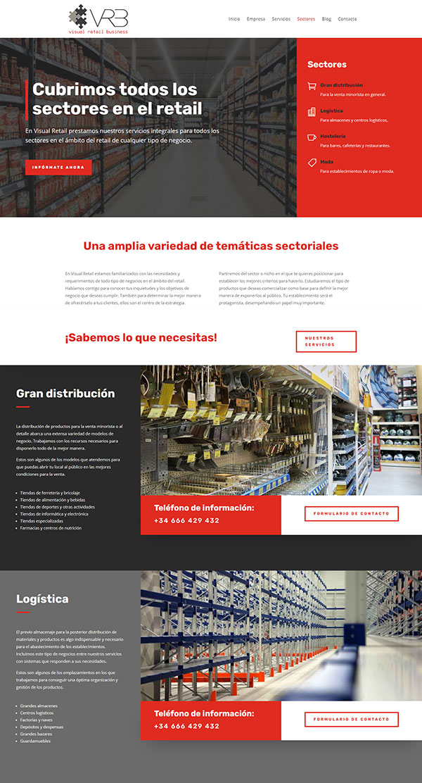 Diseño página web empresa retail sectores parte 1